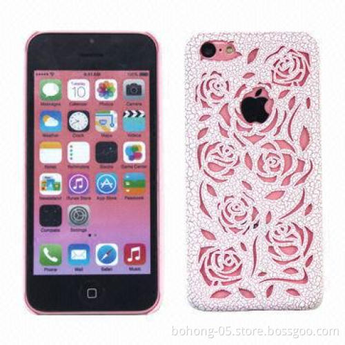 PC rubber case for iPhone 5C, molded pattern, 5 colors are available